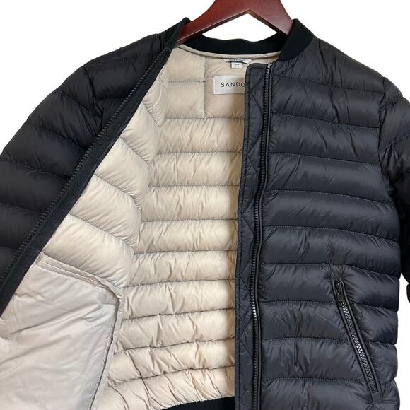 Sandova Women's Black Minimalist Puffer Quilted Down Jacket Bomber Warm Size S - Picture 5 of 9